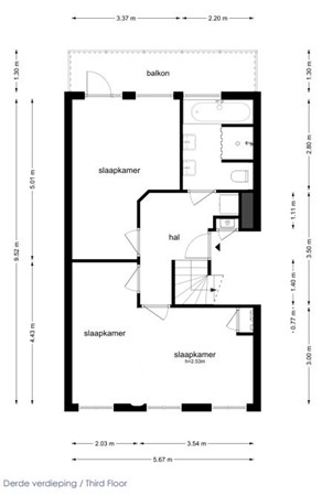 Floorplan - Orteliusstraat 136-3, 1057 BH Amsterdam